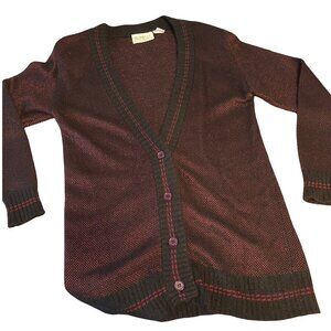 Vintage Wool Blend Cardigan Size large maroon brown Great condition